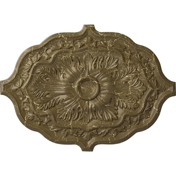 Ekena Millwork Pesaro Ceiling Medallion, Hand-Painted Mississippi Mud Crackle, 36"W x 26"H x 1 1/2"P CM36X26PEMMC - main